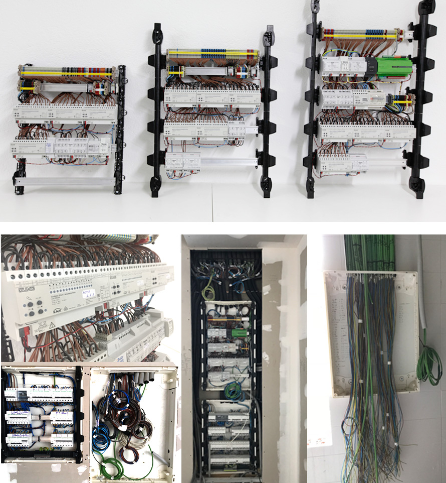 Quadres preparats per connectar en obra per al projecte d'una casa a Madrid.